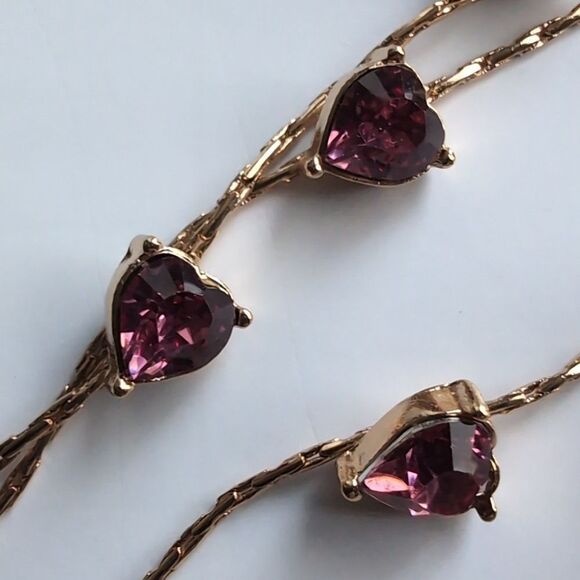 NWT Urban Outfitters Ombre Gold and Pink Heart Rhinestone Asymmetrical Earrings - Picture 4 of 10